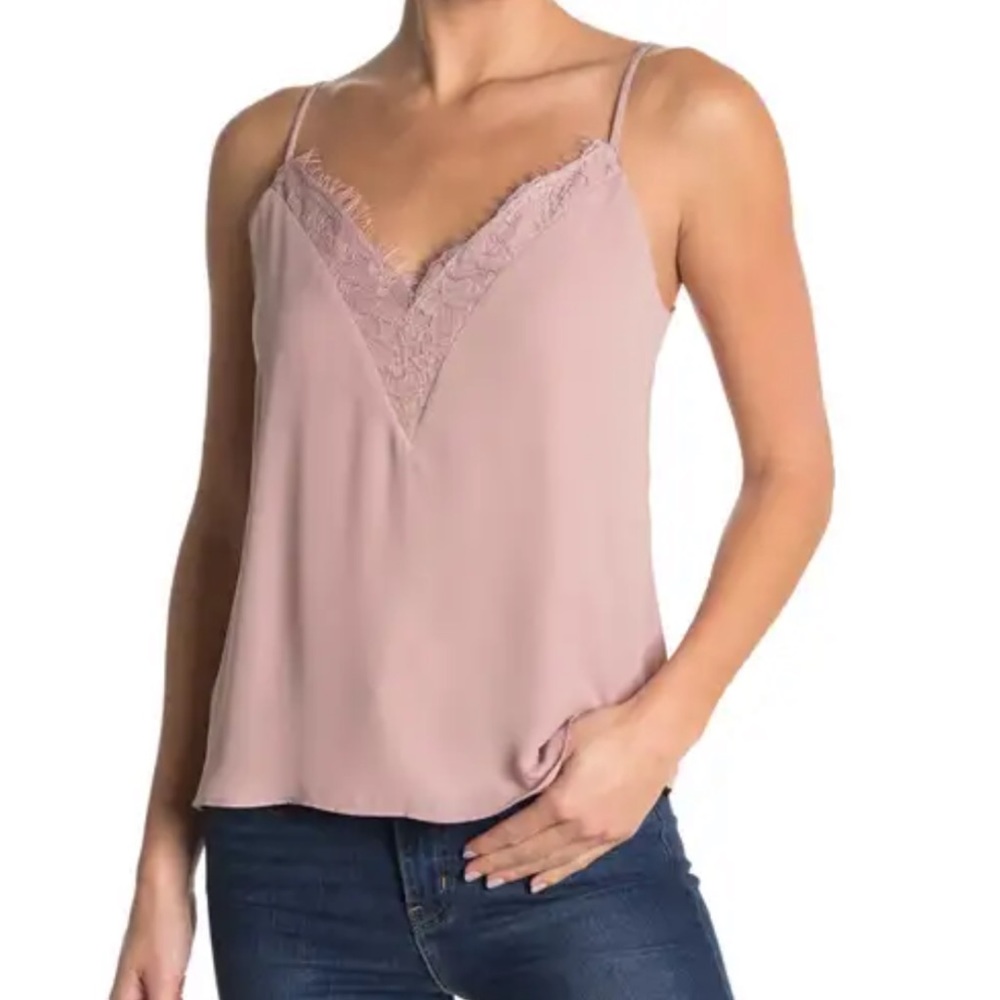 Abound lace trim v-neck camisole in pink smoke